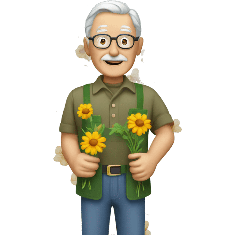 retired gardener with flowers emoji