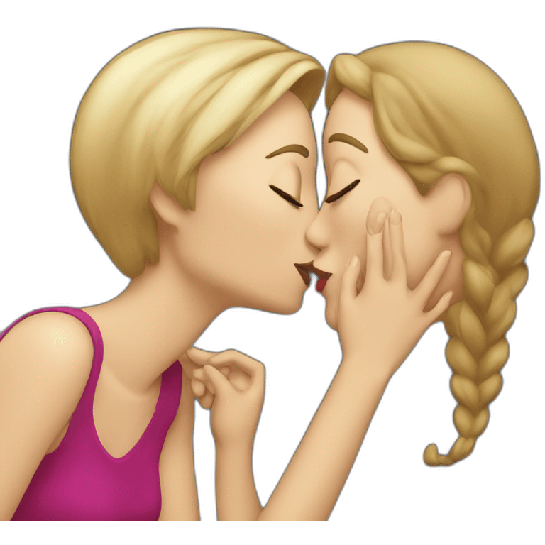 Women kissing a women emoji