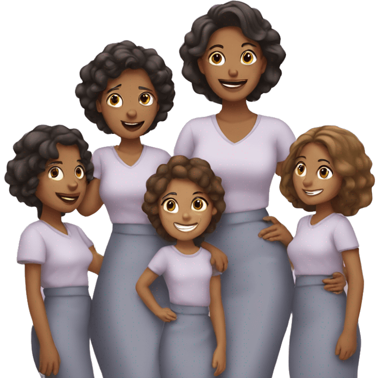 Mom and 5 daughters  emoji