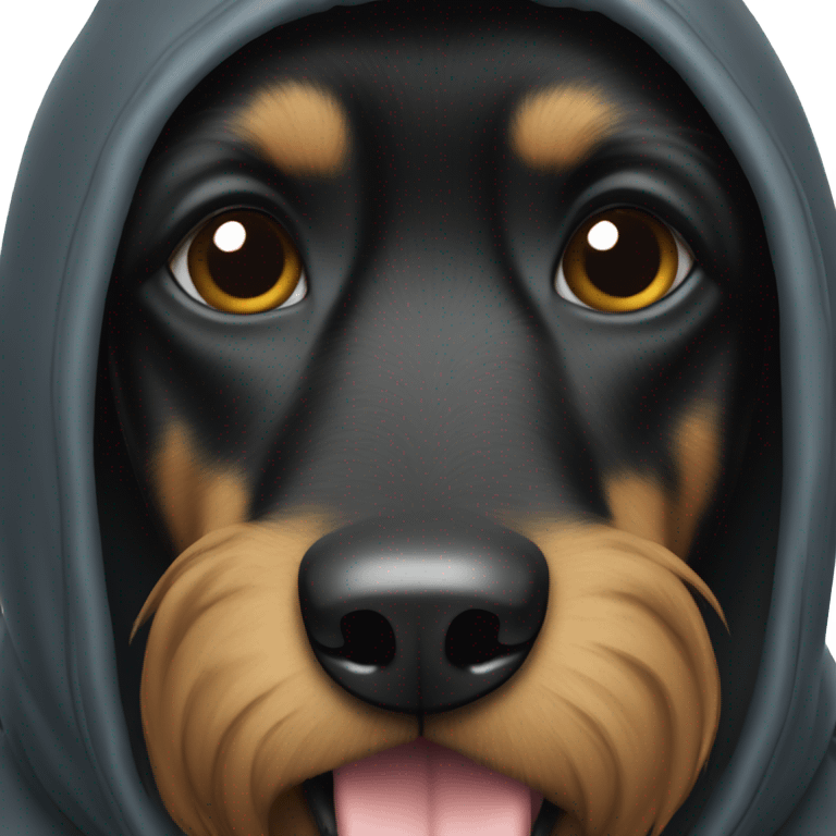 Black Dog wearing a hoodie emoji