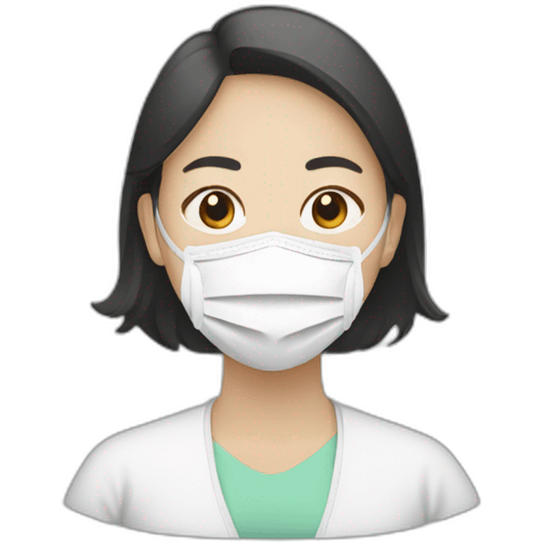 Asian woman wearing white N95 respirator emoji