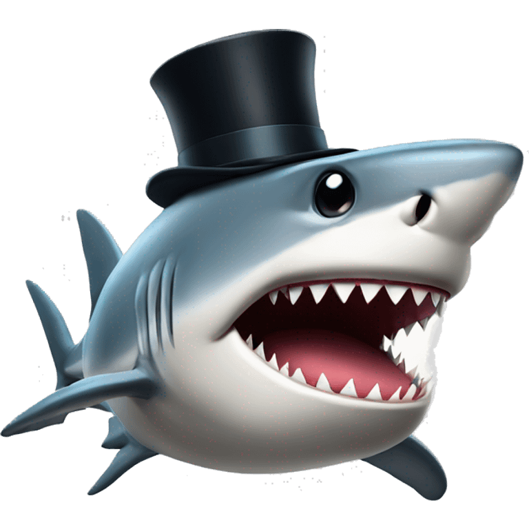 Shark with a top hat emoji