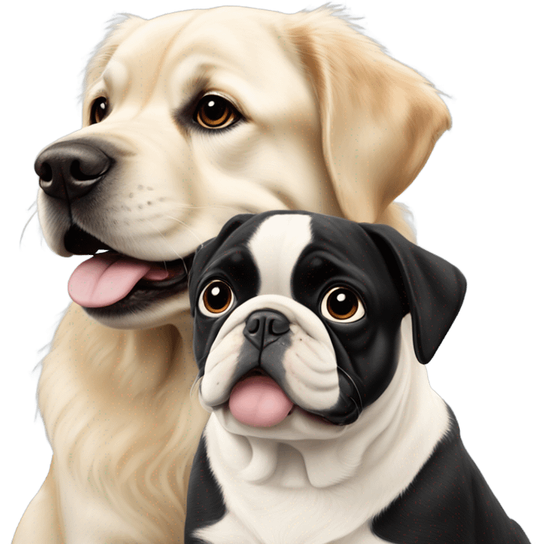 English cream golden retriever and an oreo colored frenchie as best friends emoji