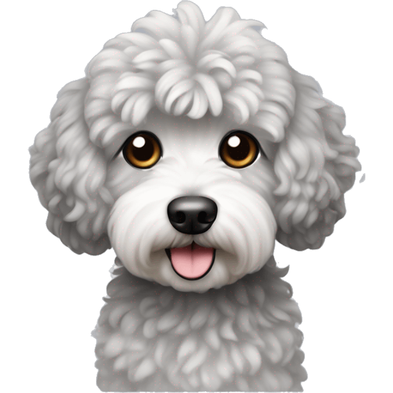 Create a small curly dog emoji with gray fur. Malti poo emoji