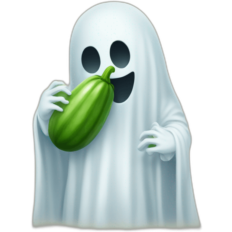 Ghost holding a cucumber under the dhery emoji