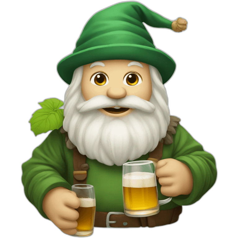 A garden dwarf with a beer emoji