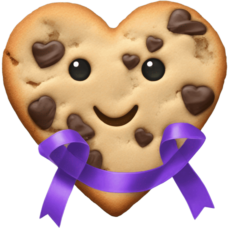 Cookie heart with purple teal awareness ribbon loop emoji