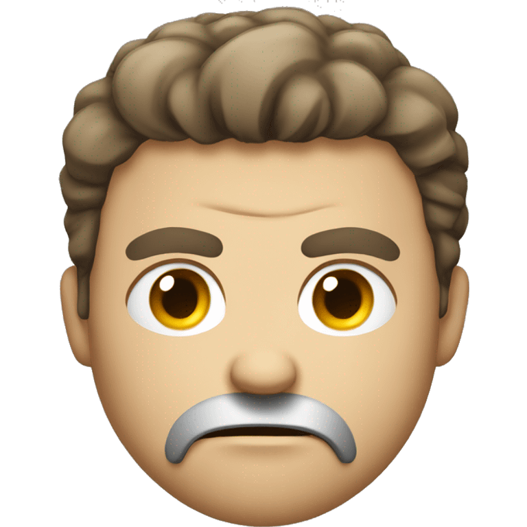 very angry male head with a beard and short scruffy medium brown hair  emoji