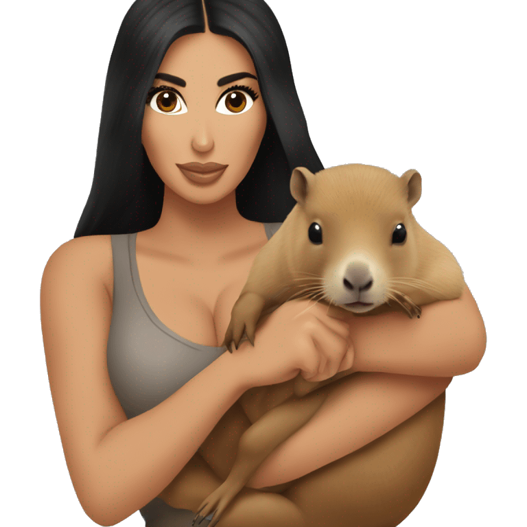 Kim Kardashian holding a capybara  emoji