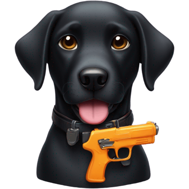 Black lab with a toy gun emoji