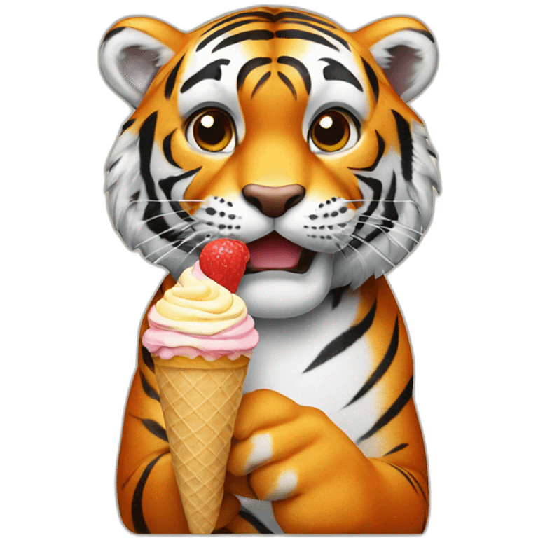 Tiger with ice cream emoji