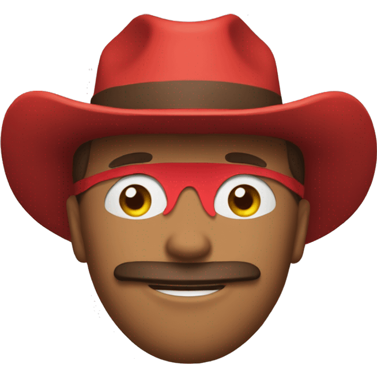 cowboy with red cowboy hat, wearing a red ski mask emoji