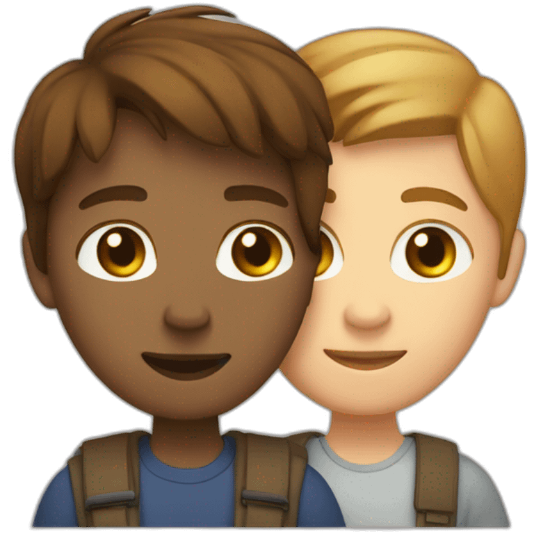 Hug of a light brown woman with brown hair and a white man with short brown hair emoji