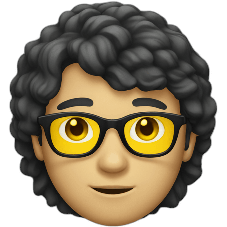 White man with yellow tinted glasses and black hair  emoji