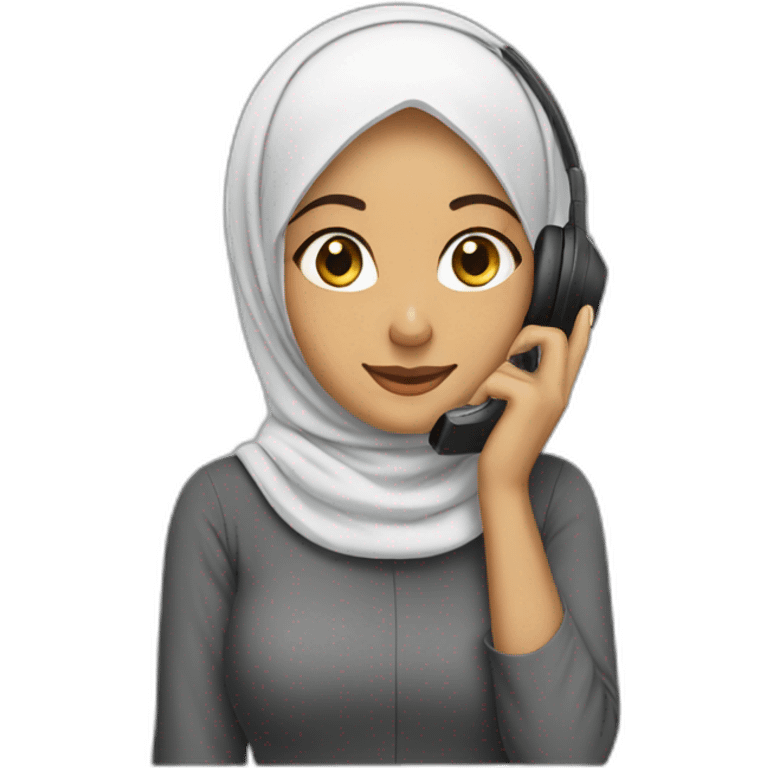 hijabi workinG at phone call headphone emoji