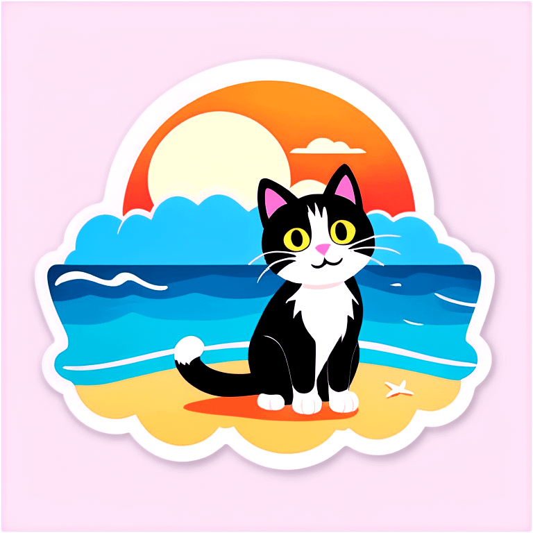 cat at the beach  emoji