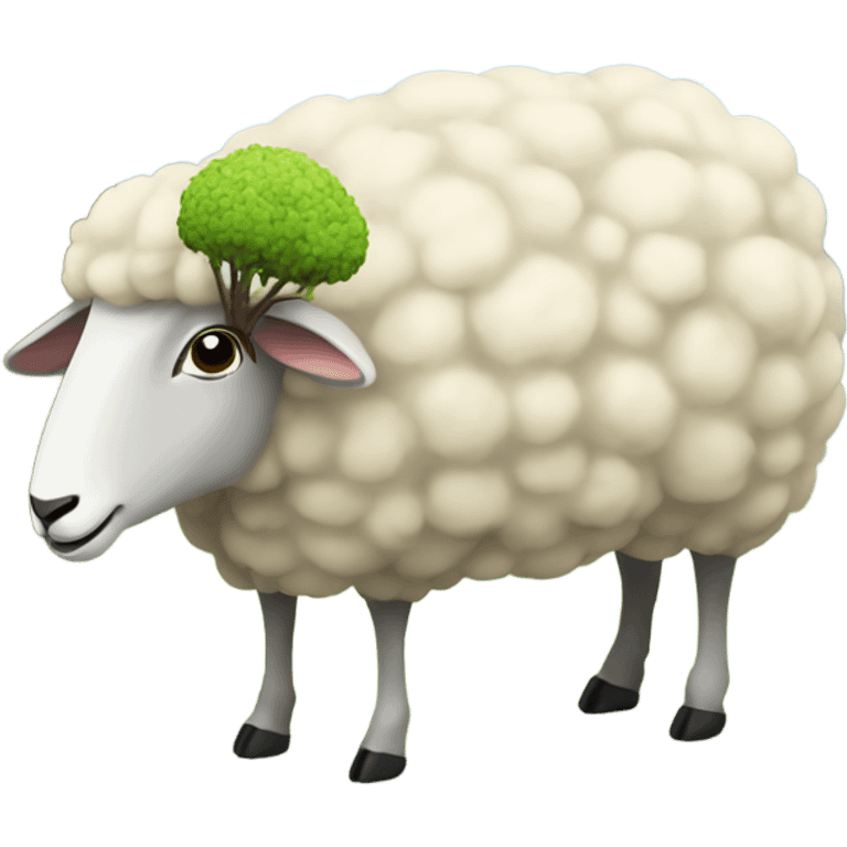 a sheep eats under a tree emoji