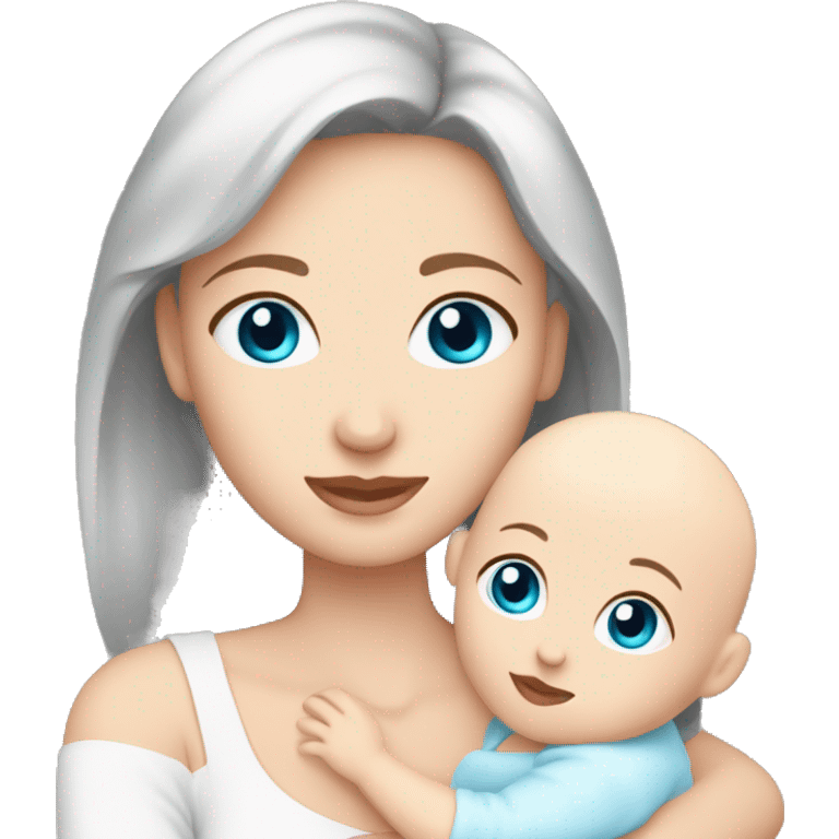 mom holding newborn baby girl with blue eyes and white skin baby dark hair white skin newborn little baby girl pink emoji