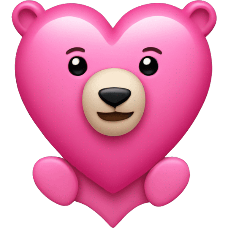 Pink heart with a bear beside it  emoji