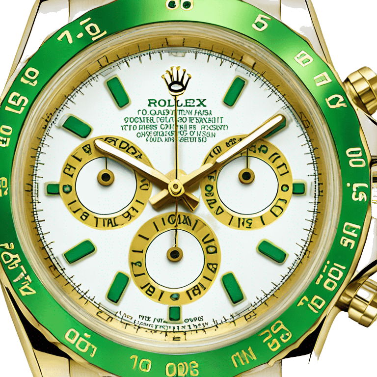 Rolex gold Daytona watch with green bezel emoji