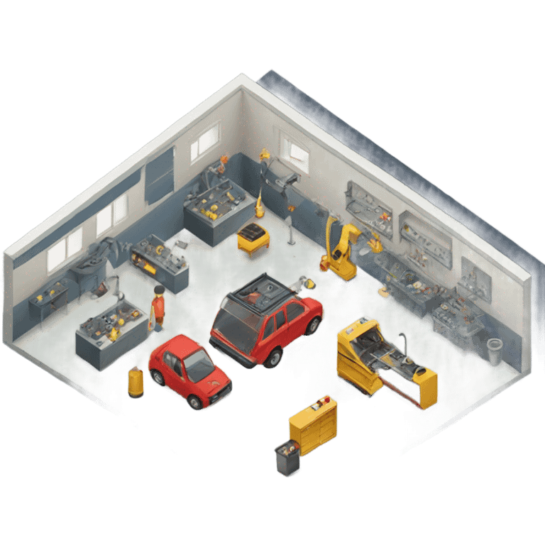 isometric car repair shop emoji