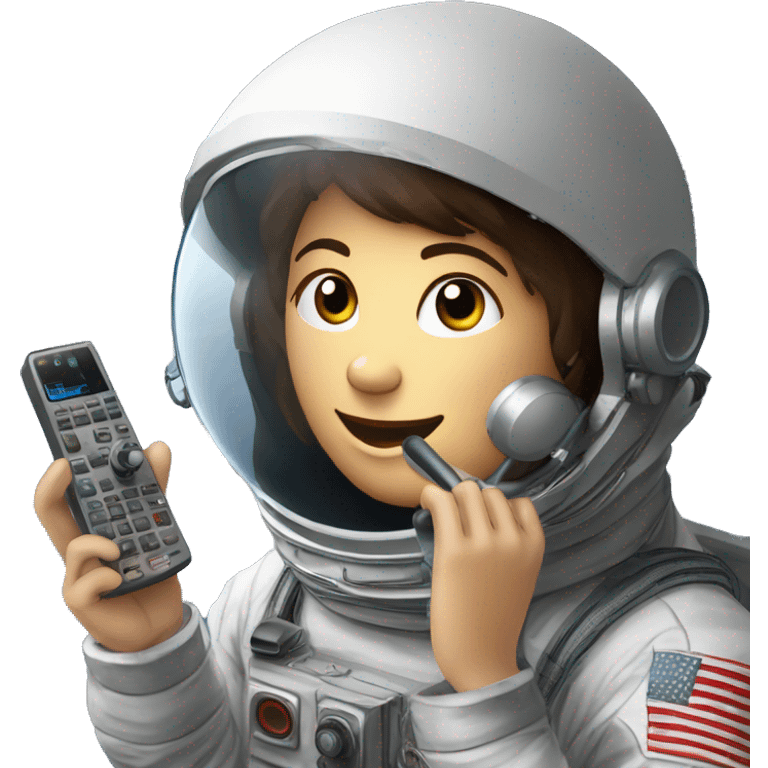 radioamateur avec talkie a la main et une antenne a la recherche de l'iss emoji