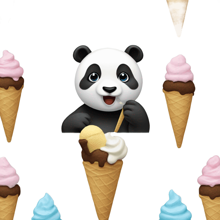 Panda eating ice cream emoji