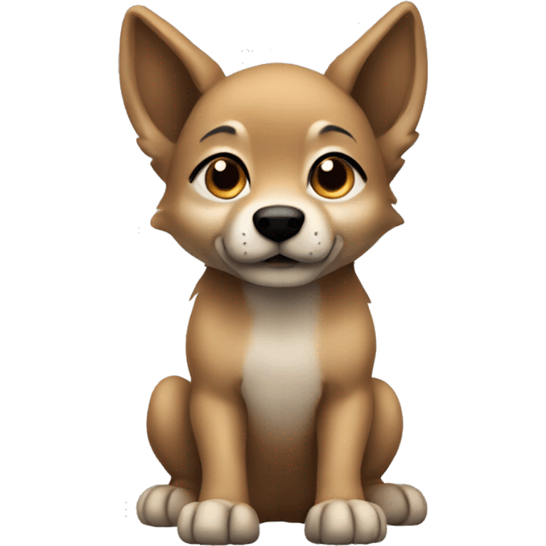 4 short legs a light brown puppy-like wolf with black ears emoji