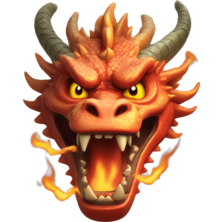 Raging, flaming chinese dragon emoji