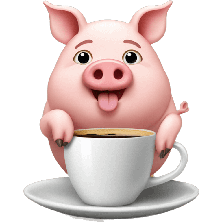 Pig in coffee shop drink vhiskey emoji