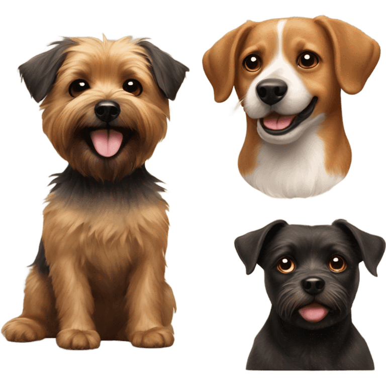 Happy black  cairn terrier and a happy brown beagle  emoji