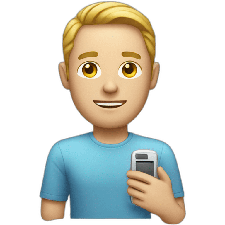 white man and phone emoji