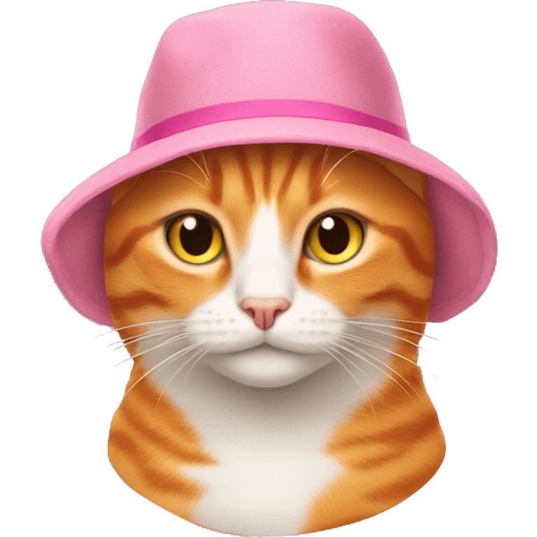 Orange tabby cat with pink hat emoji