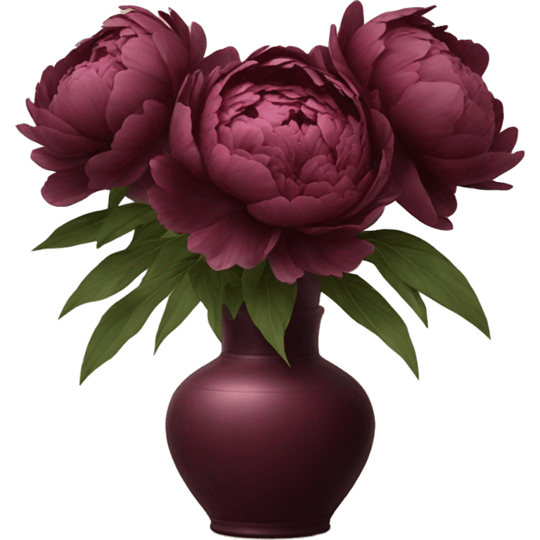 burgundy peonies in an aesthetic vase emoji