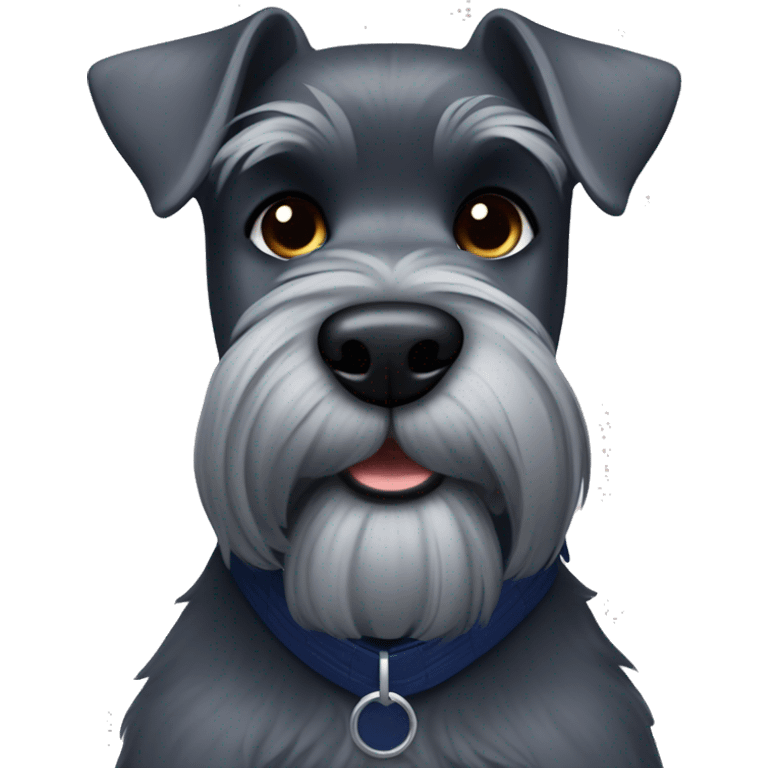 Dark grey schnauzer with navy blue collar emoji