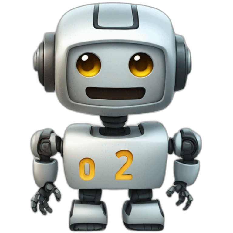  robot holding number two emoji