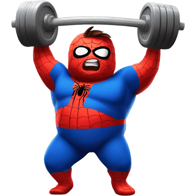 Fat Spider-Man lifting weights emoji