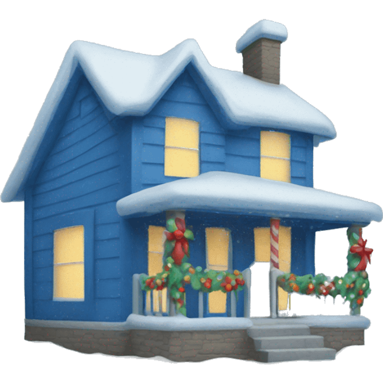 Blue Christmas house emoji