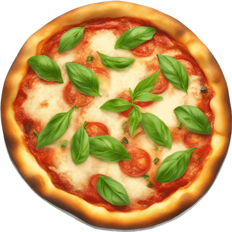 Fire roasted Margarita pizza with basil emoji