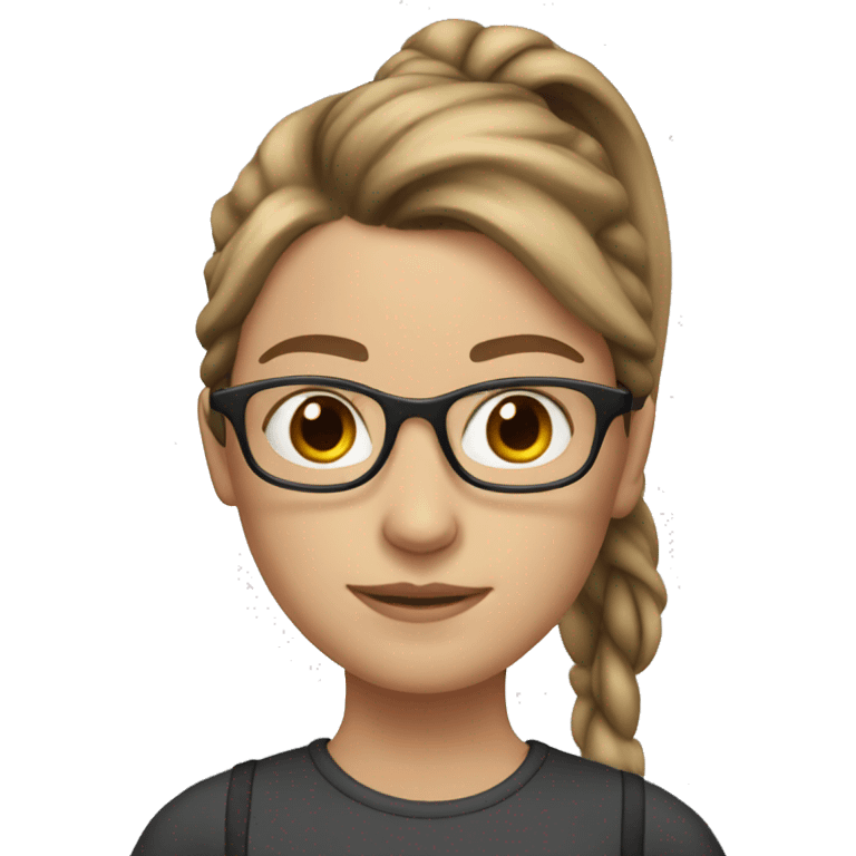 white girl with brown hair ponytail and glasses emoji