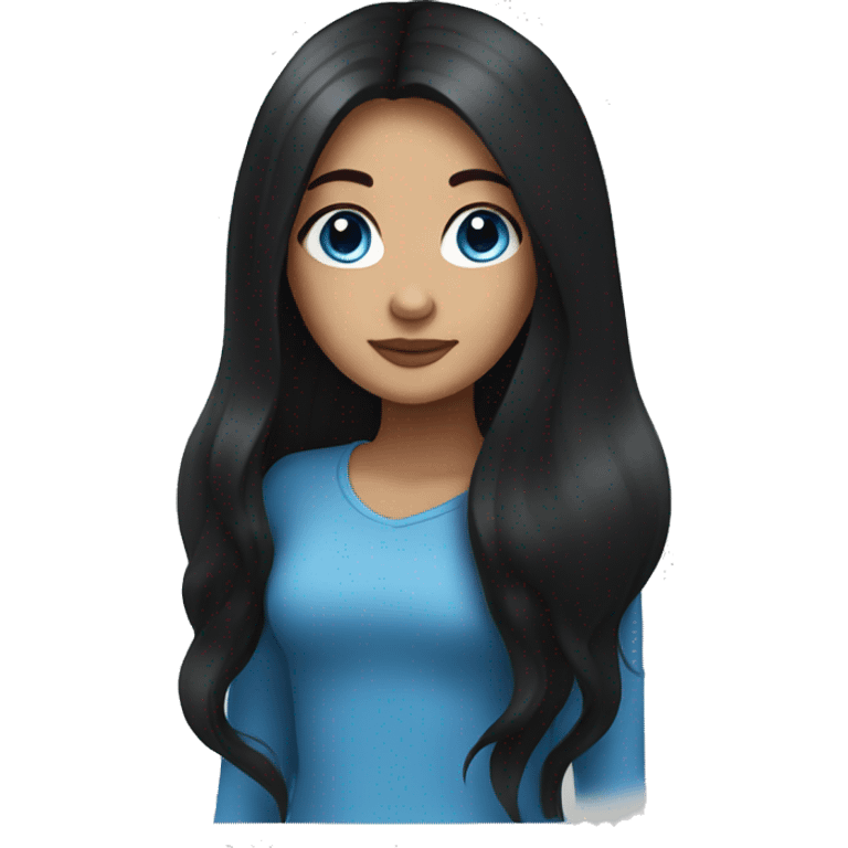 Girl with long black hair and blue eyes emoji