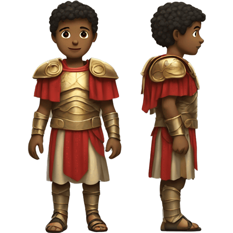 A boy dressed in oversized roman gear emoji