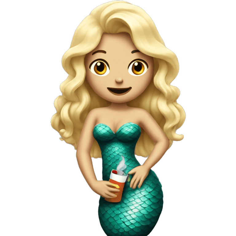 blonde mermaid holding cigarette emoji