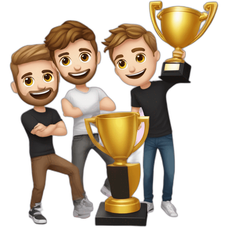 Squeezie, Cyprien,normand et tibo inshape plus le trophée 10million youtube emoji