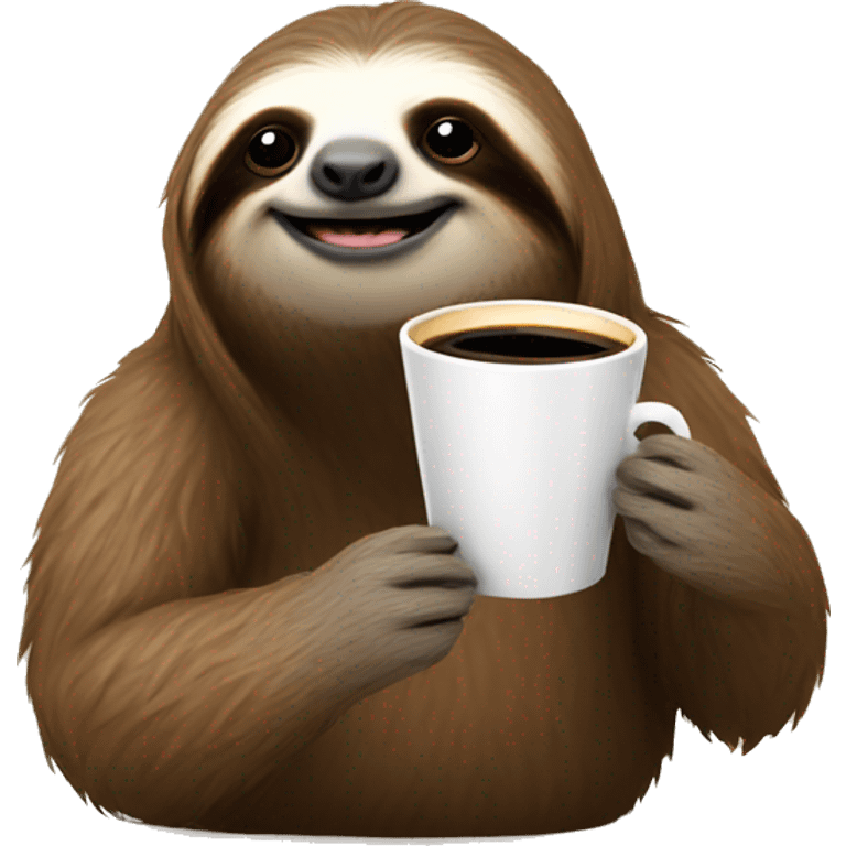 sloth with a coffee emoji