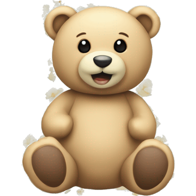 Teddy Bär mir neutralfarbigen Blumenstrauß  emoji