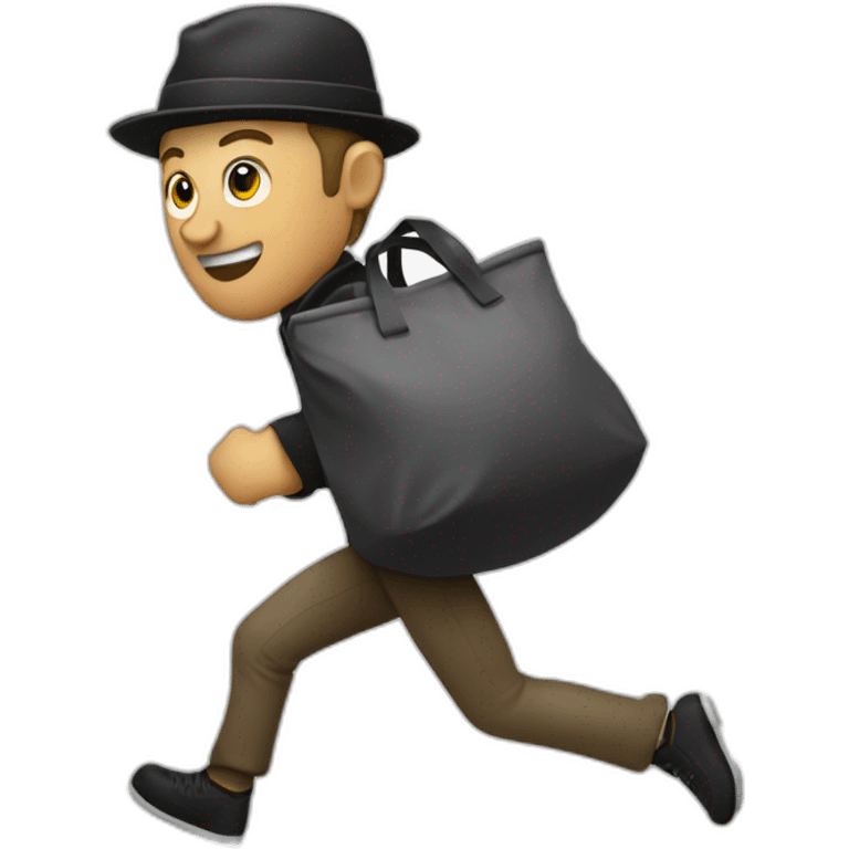 Rober bank running with a money Bag in his shoulder emoji