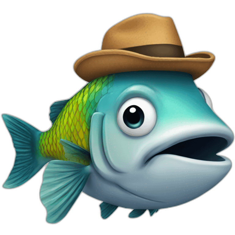 A fish with a hat emoji