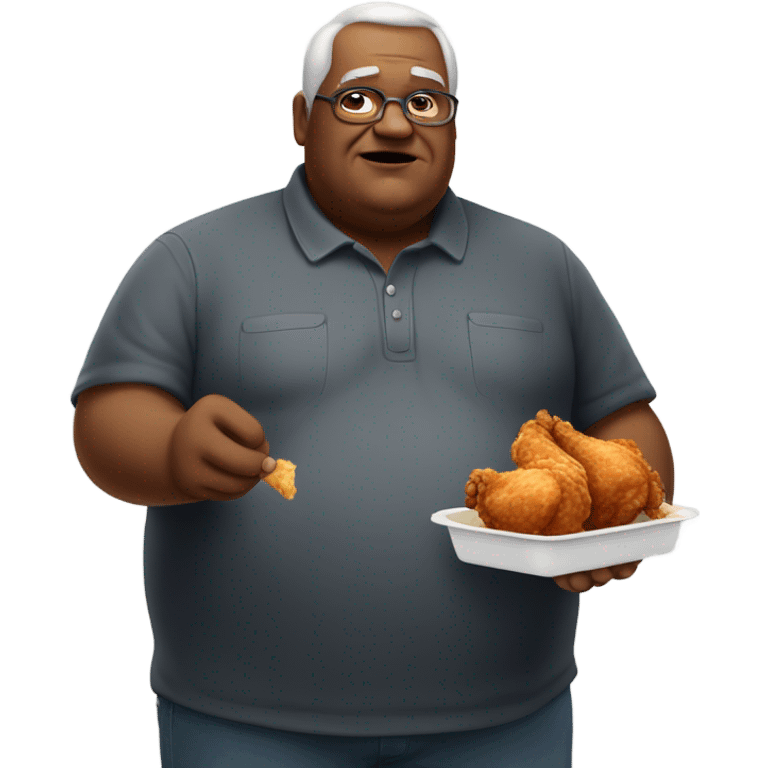 Old fat  guy with a peice of chicken. emoji