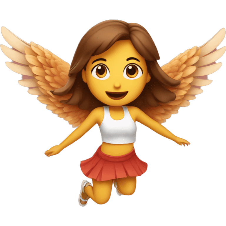 a girl flying with two bbq chicken wings on her back emoji